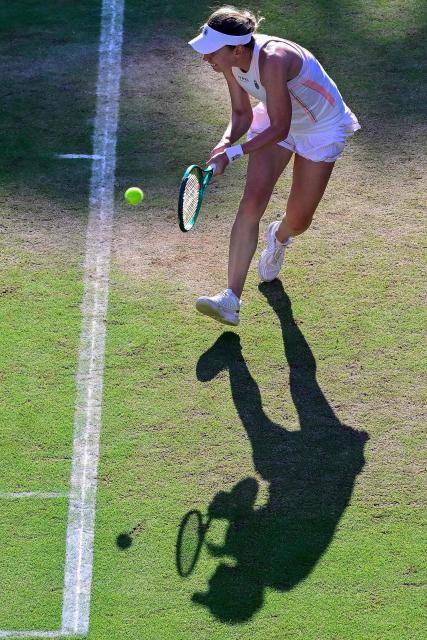 Russia's Ekaterina Alexandrova returns the ball to Berarus' Aryna Sabalenka during the women's singles round of 16 tennis match at the WTA 500 Berlin Tennis Open tournament in Berlin on June 17, 2026. (Photo by John MACDOUGALL / AFP)