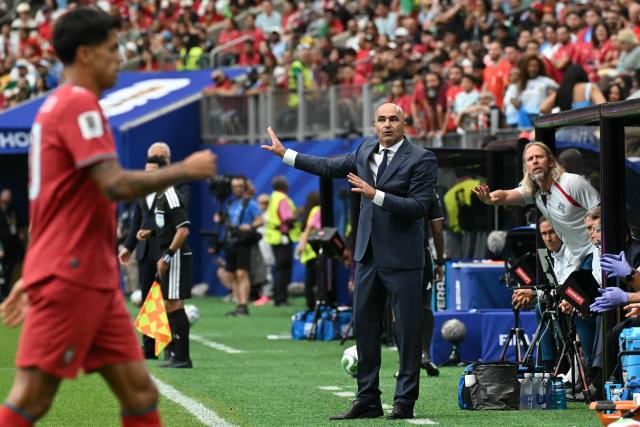 Portugal's Spanish head coach Roberto Martinez gestures from the touch line  during the 2026 World Cup Group K football match between Portugal and the Democratic Republic of Congo at the Houston Stadium in Houston on June 17, 2026.  (Photo by RONALDO SCHEMIDT / AFP)