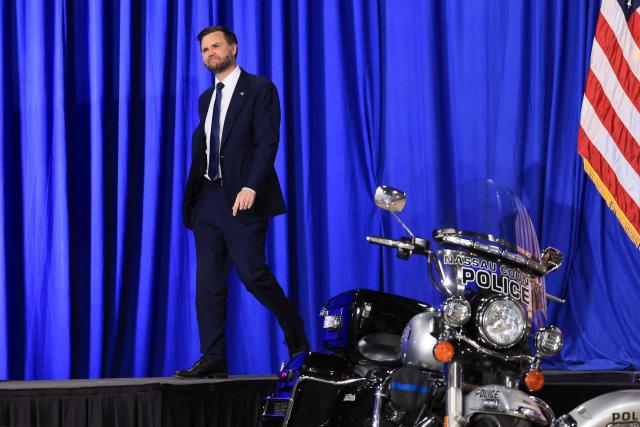 US Vice President JD Vance arrives to deliver remarks on the administration's "crackdown on crime and fraud" during an event at Gold Coast Studios in Bethpage, New York, on June 17, 2026. Vance’s visit comes after the Justice Department filed a lawsuit this week against New York state officials over alleged Medicaid fraud related to the state’s $10 billion home-care program. (Photo by Spencer Platt / POOL / AFP)