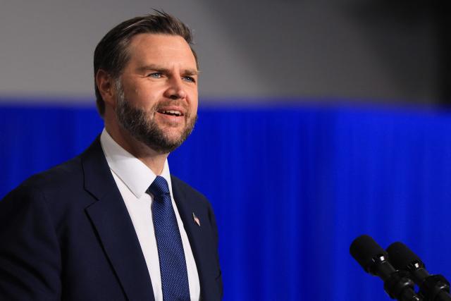 US Vice President JD Vance delivers remarks on the administration's "crackdown on crime and fraud" during an event at Gold Coast Studios in Bethpage, New York, on June 17, 2026. Vance’s visit comes after the Justice Department filed a lawsuit this week against New York state officials over alleged Medicaid fraud related to the state’s $10 billion home-care program. (Photo by Spencer Platt / POOL / AFP)