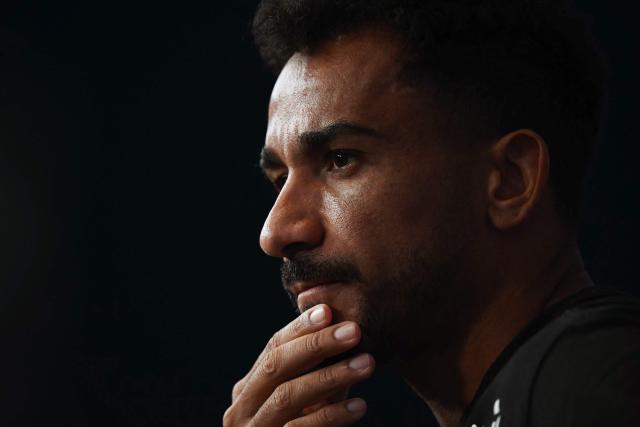 Brazil's defender #13 Danilo gestures during a press conference for the 2026 World Cup tournament at the Ridge Hotel in New York on June 17, 2026. (Photo by MAURO PIMENTEL / AFP)