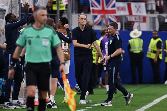 England's German head coach Thomas Tuchel reacts  during the 2026 World Cup Group L football match between England and Croatia at the Dallas Stadium in Arlington on June 17, 2026.  (Photo by Paul ELLIS / AFP)