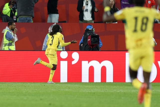 Ghana's midfielder #03 Caleb Yirenkyi celebrates scoring his team's first goal during the 2026 World Cup Group L football match between Ghana and Panama at the Toronto Stadium in Toronto on June 17, 2026.  (Photo by Cole Burston / AFP)