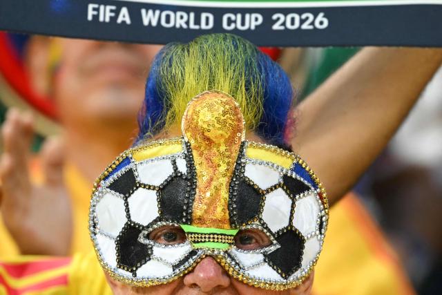 Colombian fan, called "El Cole" gestures ahead of the 2026 World Cup Group K football match between Uzbekistan and Colombia at the Mexico City Stadium in Mexico City on June 17, 2026.  (Photo by Yuri CORTEZ / AFP)