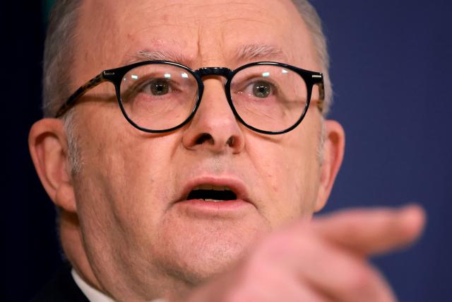Australia’s Prime Minister Anthony Albanese speaks during a press conference regarding budget changes in Sydney on June 18, 2026. (Photo by DAVID GRAY / AFP)