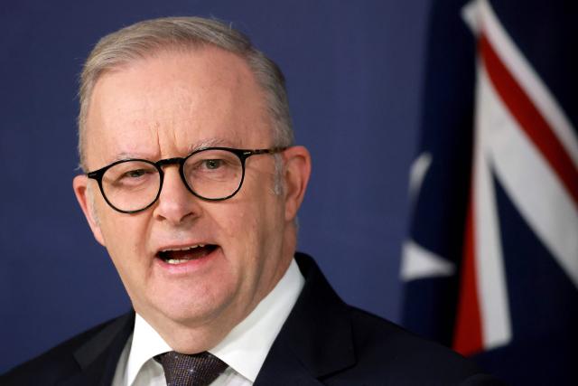 Australia’s Prime Minister Anthony Albanese speaks during a press conference regarding budget changes in Sydney on June 18, 2026. (Photo by DAVID GRAY / AFP)