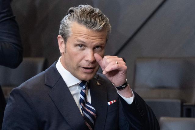 US Defense Secretary Pete Hegseth arrives to attend a NATO Defence Ministers meeting at the NATO headquarters, in Brussels, on June 18, 2026. (Photo by JOHN THYS / AFP)