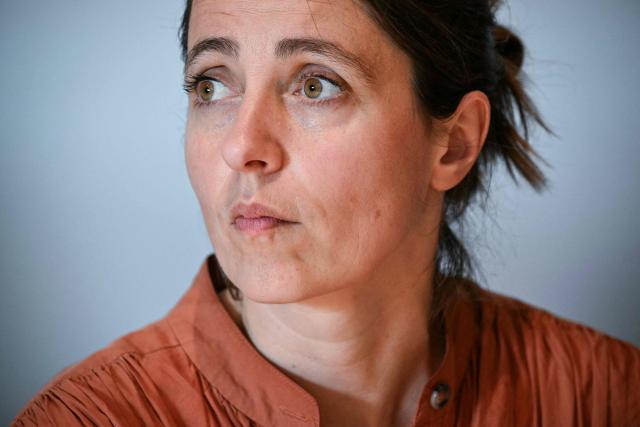 French trade union General Confederation of Labour (CGT) secretary general Sophie Binet  reacts as she gives a press conference at the Paper pulp producer Fibre Excellence factory site in Saint-Gaudens, south western France, on June 18, 2026 during a rally organised by employees as the company faces the withdrawal of its shareholder from Indonesia, Jackson Widjaja. The Fibre Excellence group, which employs 670 people, 275 in Saint-Gaudens and 270 in Tarascon, produces 500,000 tonnes annually out of the two million tonnes of paper pulp consumed in France. (Photo by Lionel BONAVENTURE / AFP)