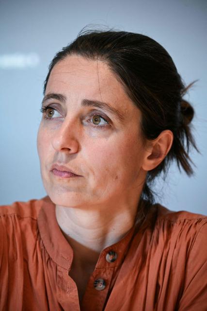 French trade union General Confederation of Labour (CGT) secretary general Sophie Binet  reacts as she gives a press conference at the Paper pulp producer Fibre Excellence factory site in Saint-Gaudens, south western France, on June 18, 2026 during a rally organised by employees as the company faces the withdrawal of its shareholder from Indonesia, Jackson Widjaja. The Fibre Excellence group, which employs 670 people, 275 in Saint-Gaudens and 270 in Tarascon, produces 500,000 tonnes annually out of the two million tonnes of paper pulp consumed in France. (Photo by Lionel BONAVENTURE / AFP)