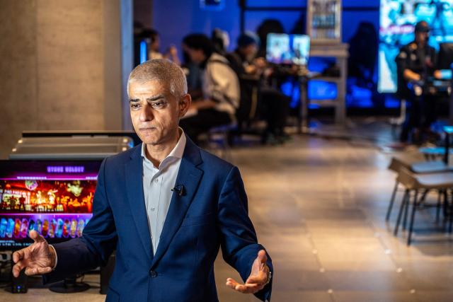 London Mayor Sadiq Khan speaks to the media during his visit to the Red Bull Gaming Sphere Tokyo in the city's Nakano district on 18 June 2026. (Photo by Philip FONG / AFP)
