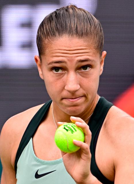 France's Diane Parry prepares to serve the ball to Czech Republic's Linda Noskova during the women's singles round of 16 tennis match at the WTA 500 Berlin Tennis Open tournament in Berlin on June 18, 2026. (Photo by Tobias SCHWARZ / AFP)