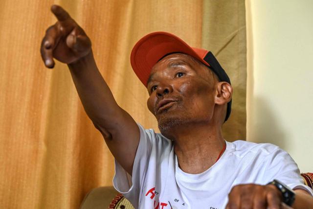 Everest survivor Dawa Sherpa speaks during an interview with AFP in Kathmandu on June 18, 2026. (Photo by Prakash MATHEMA / AFP)