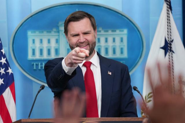 US Vice President JD Vance speaks during a press briefing in the Brady Briefing Room of the White House in Washington, DC, on June 18, 2026. (Photo by Ken Cedeno / AFP)