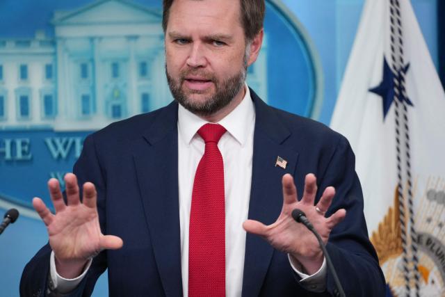 US Vice President JD Vance speaks during a press briefing in the Brady Briefing Room of the White House in Washington, DC, on June 18, 2026. (Photo by Ken Cedeno / AFP)