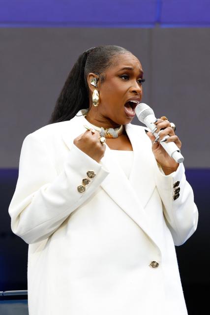 US singer–songwriter Jennifer Hudson performs during opening day of the Barack Obama Presidential Center in Chicago, Illinois, on June 18, 2026. (Photo by Kamil Krzaczynski / AFP)