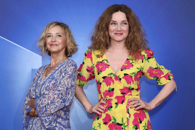 French actresses Helene de Fougerolles (L) and Marine Delterme pose during the TF1 Upfront 2026 photocall in Boulogne-Billancourt, West of Paris, on June 18, 2026. (Photo by Alain JOCARD / AFP)