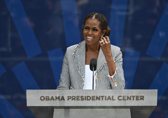 Former US First Lady Michelle Obama speaks at the opening of the Barack Obama Presidential Center in Chicago, Illinois, on June 18, 2026. (Photo by Kent NISHIMURA / AFP)