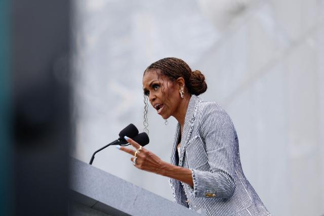Former US first lady Michelle Obama speaks at the opening of the Barack Obama Presidential Center in Chicago, Illinois, on June 18, 2026. (Photo by Kamil Krzaczynski / AFP)