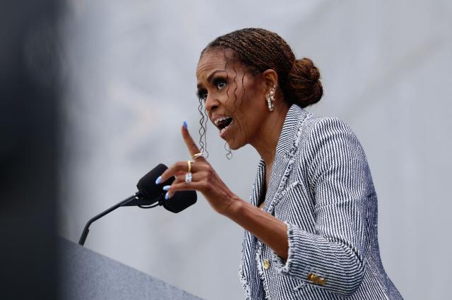 Former US first lady Michelle Obama speaks at the opening of the Barack Obama Presidential Center in Chicago, Illinois, on June 18, 2026. (Photo by Kamil Krzaczynski / AFP)