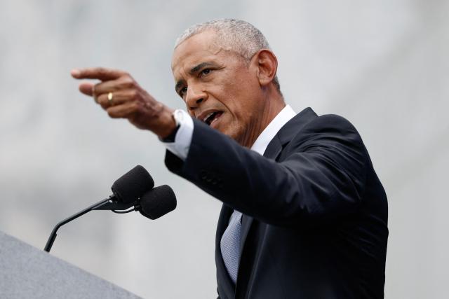 Former US president Barack Obama speaks during opening day of the Barack Obama Presidential Center in Chicago, Illinois, on June 18, 2026. (Photo by Kamil Krzaczynski / AFP)