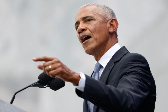 Former US president Barack Obama speaks during opening day of the Barack Obama Presidential Center in Chicago, Illinois, on June 18, 2026. (Photo by Kamil Krzaczynski / AFP)