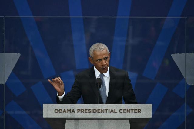 Former US president Barack Obama speaks at the opening of the Barack Obama Presidential Center in Chicago, Illinois, on June 18, 2026. (Photo by Kent NISHIMURA / AFP)
