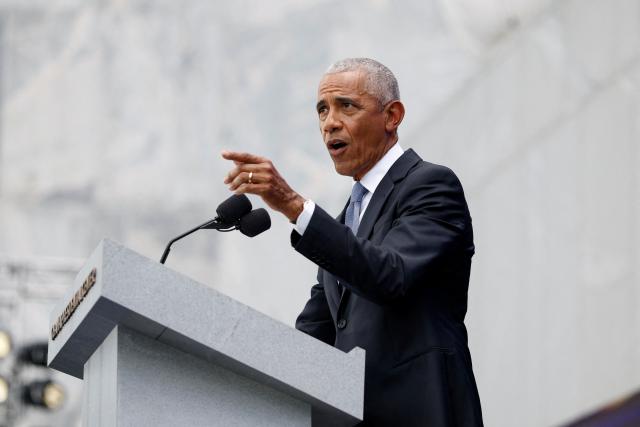 Former US president Barack Obama speaks at the opening of the Barack Obama Presidential Center in Chicago, Illinois, on June 18, 2026. (Photo by Kamil Krzaczynski / AFP)