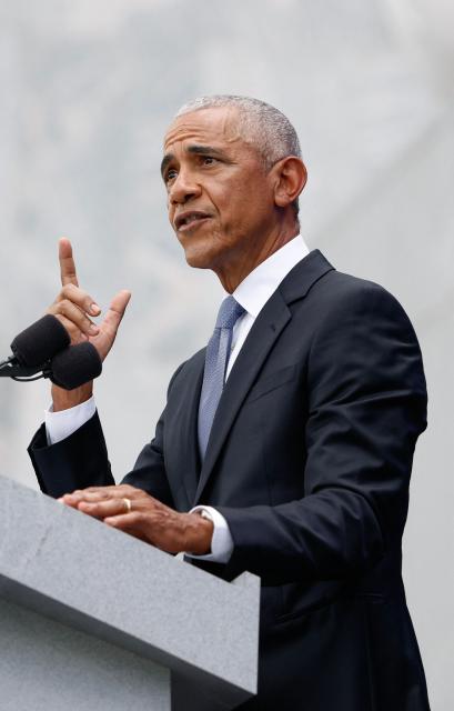 Former US president Barack Obama speaks at the opening of the Barack Obama Presidential Center in Chicago, Illinois, on June 18, 2026. (Photo by Kamil Krzaczynski / AFP)
