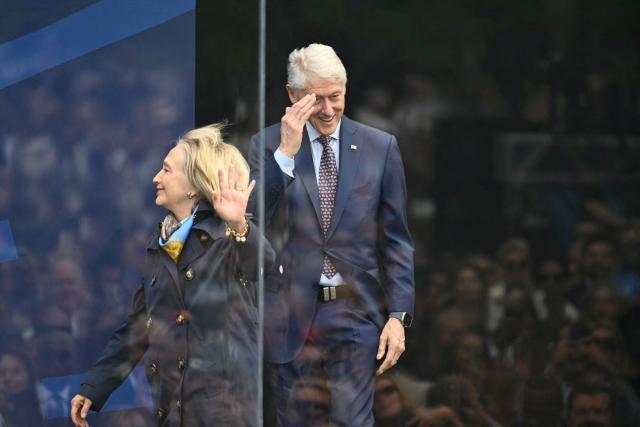 Former US president Bill Clinton and his Hillary Clinton arrive at the opening day of the Barack Obama Presidential Center in Chicago, Illinois, on June 18, 2026. (Photo by Kent NISHIMURA / AFP)