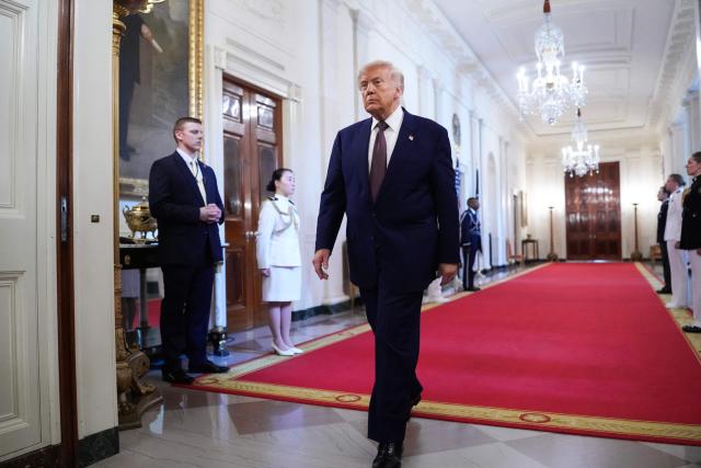 US President Donald Trump arrives for a Medal of Honor ceremony in the East Room of the White House in Washington, DC, on June 18, 2026. (Photo by Ken Cedeno / AFP)