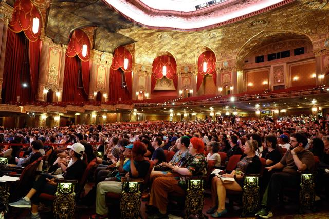 Guests attend the "Our Team, Our Year" Get Out The Vote (GOTV) rally at the Kings Theatre in Brooklyn, New York, on June 18, 2026. (Photo by kena betancur / AFP)