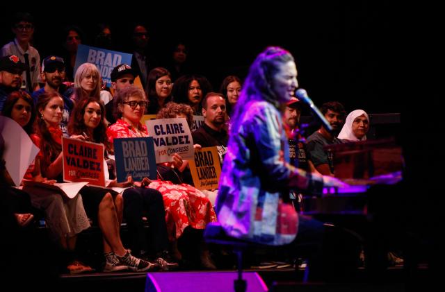 Guests attend the "Our Team, Our Year" Get Out The Vote (GOTV) rally at the Kings Theatre in Brooklyn, New York, on June 18, 2026. (Photo by kena betancur / AFP)