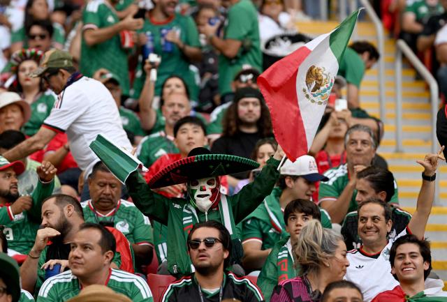 Mexican fans cheer for their team ahead of the 2026 World Cup Group A football match between Mexico and South Korea at the Guadalajara Stadium in Zapopan on June 18, 2026.  (Photo by CARL DE SOUZA / AFP)