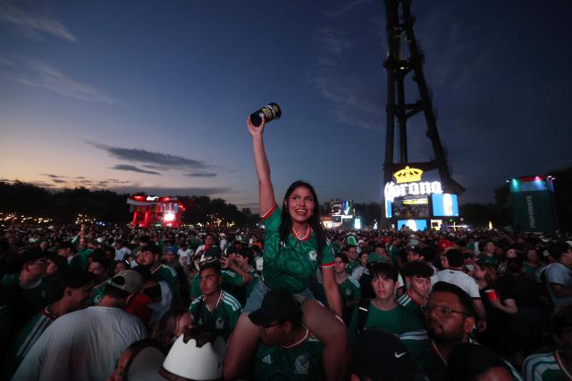 Mexican fans watch the 2026 World Cup football match between Mexico and South Korea on a screen at the Fan Fest in Monterrey, Mexico, on June 18, 2026. (Photo by Julio Cesar AGUILAR / AFP)