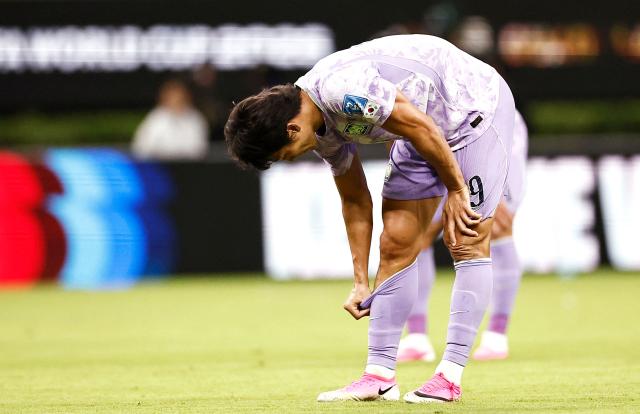 South Korea's forward #09 Cho Gue-sung reacts after losing the 2026 World Cup Group A football match between Mexico and South Korea at the Guadalajara Stadium in Zapopan on June 18, 2026.  (Photo by Ulises RUIZ / AFP)