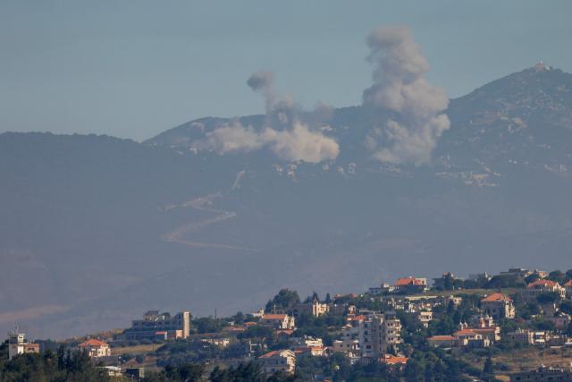 Smoke rises following Israeli bombardment in southern Lebanon as seen from a position across the border in the Upper Galilee in northern Israel on June 19, 2026. Israel's military said on June 19 it was striking Hezbollah targets in parts of southern Lebanon, despite a peace deal in the Middle East war that includes Lebanon. (Photo by Jalaa MAREY / AFP) / 