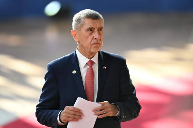 Czech Prime Minister Andrej Babis arrives to attend the EU Summit at the EU headquarters in Brussels, on June 19, 2026. (Photo by NICOLAS TUCAT / AFP)