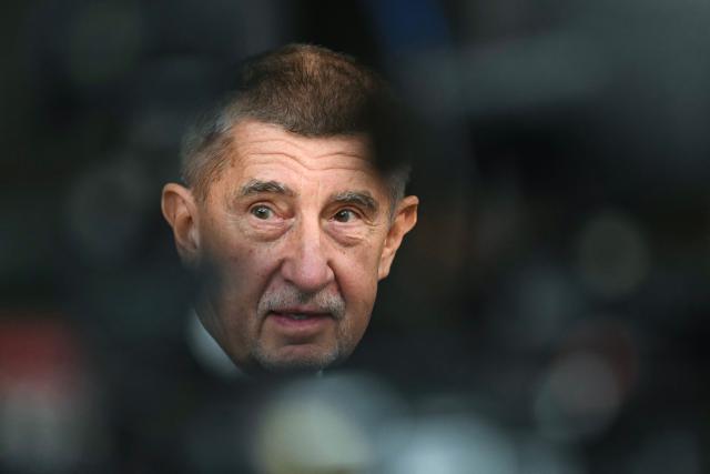Czech Prime Minister Andrej Babis gives a statement upon arriving to attend the EU Summit at the EU headquarters in Brussels, on June 19, 2026. (Photo by NICOLAS TUCAT / AFP)