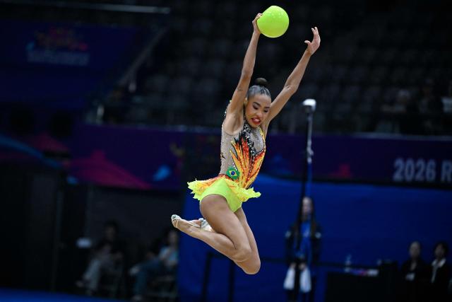 Brazil's Geovanna Santos competes in the individual ball of the 2026 Rhythmic Gymnastics World Challenge Cup in Beijing on June 19, 2026. (Photo by WANG Zhao / AFP)