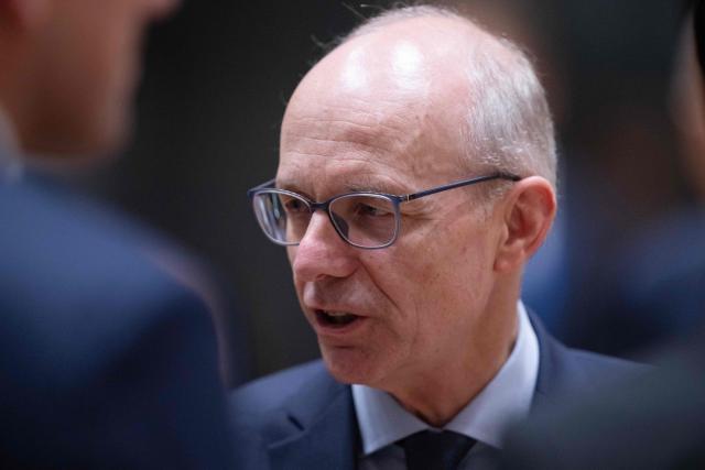 Luxembourg's Prime Minister Luc Frieden arrives to attend a round table meeting during the EU Summit at the EU headquarters in Brussels, on June 19, 2026. (Photo by JOHN THYS / AFP)