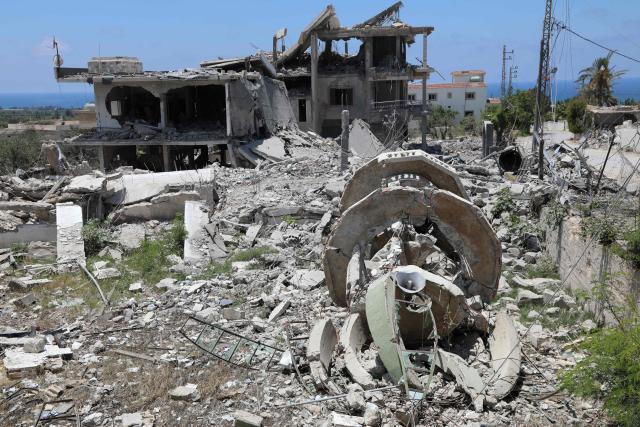 A picture taken on June 19, 2026 shows the site of an Israeli attack that destroyed houses and carpentry shops in the village of Al-Qlailah in the Tyre district in southern Lebanon. Deadly exchanges between Israel and Hezbollah in Lebanon put a newly signed deal to end the Middle East war under further strain, after the postponement of planned US-Iran talks in Switzerland. (Photo by KAWNAT HAJU / AFP)