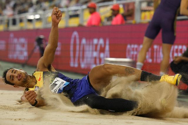Brazil's Almir Dos Santos competes in the men's triple jump final during the IAAF Diamond League competition at Suheim Bin Hamad Stadium in Doha on June 19, 2026. (Photo by KARIM JAAFAR / AFP)