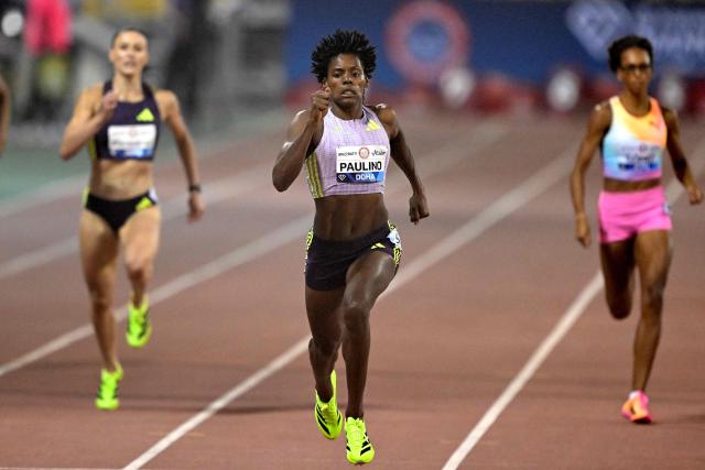 The Dominican Republic's Marileidy Paulino competes in the women's 400m final during the IAAF Diamond League competition at Suheim Bin Hamad Stadium in Doha on June 19, 2026. (Photo by MAHMUD HAMS / AFP)