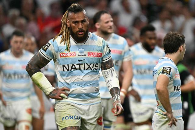 Racing 92' Fijian number 8 Nathan Hughes looks on during the French Top14 rugby union semi-final match between Stade Toulousain Rugby (Toulouse) and Racing 92 at the Velodrome stadium in Marseille, southern France on June 19, 2026. (Photo by Gabriel BOUYS / AFP)