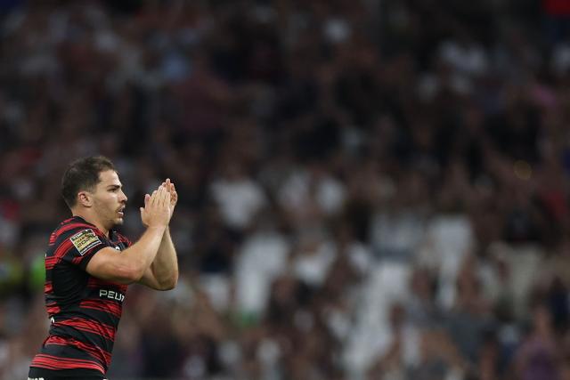 during the French Top14 rugby union semi-final match between Stade Toulousain Rugby (Toulouse) and Racing 92 at the Velodrome stadium in Marseille, southern France on June 19, 2026. (Photo by Thibaud MORITZ / AFP)