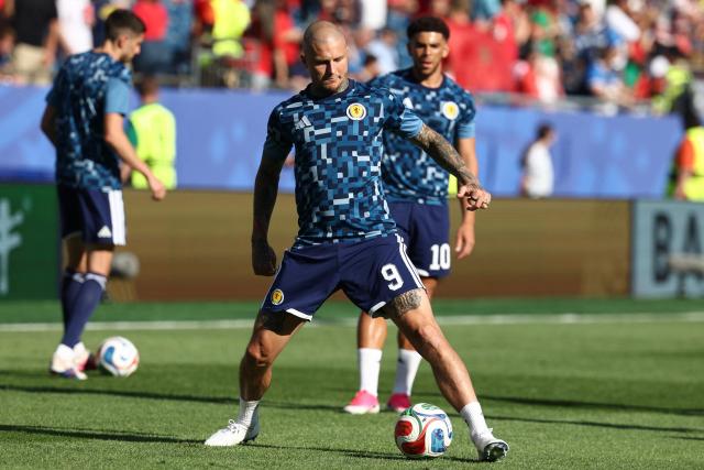 Morocco's forward #09 Soufiane Rahimi warms up ahead of the 2026 World Cup Group C football match between Scotland and Morocco at the Boston Stadium in Foxborough on June 19, 2026.  (Photo by FRANCK FIFE / AFP)