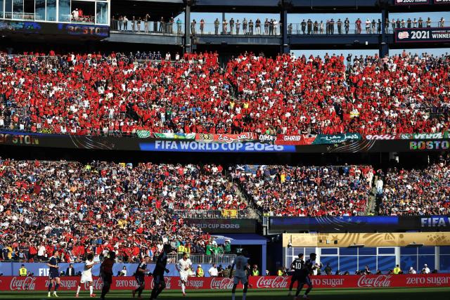 fans attend the 2026 World Cup Group C football match between Scotland and Morocco at the Boston Stadium in Foxborough on June 19, 2026.  (Photo by FRANCK FIFE / AFP)