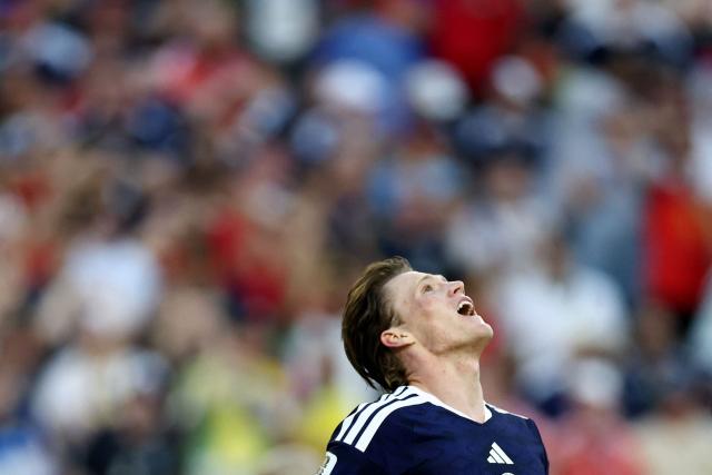 Scotland's midfielder #04 Scott McTominay reacts during the 2026 World Cup Group C football match between Scotland and Morocco at the Boston Stadium in Foxborough on June 19, 2026.  (Photo by FRANCK FIFE / AFP)
