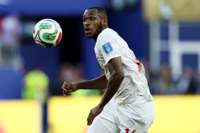 Morocco's defender #14 Issa Diop eyes the ball during the 2026 World Cup Group C football match between Scotland and Morocco at the Boston Stadium in Foxborough on June 19, 2026.  (Photo by FRANCK FIFE / AFP)