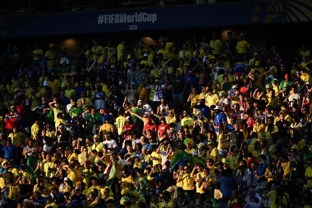 Brazilian fans cheer for their team ahead of the 2026 World Cup Group C football match between Brazil and Haiti at the Philadelphia Stadium in Philadelphia on June 19, 2026.  (Photo by Jewel SAMAD / AFP)